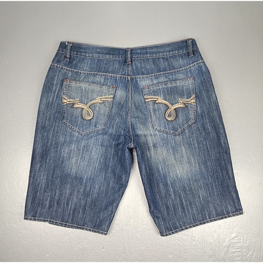 Vintage‎ Avirex Jean Shorts Mens 40 Blue Embroiderd Hip-Hop Bermuda Pockets